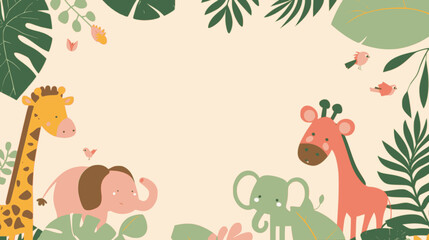 Fototapeta premium minimalistic design Illustration Safari Animal Frame template. minimalistic vector. Illustrations
