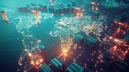 Logistics international delivery concept, World map with logistic network distribution on background.background for Concept of fast or instant shipping, Online goods orders worldwide