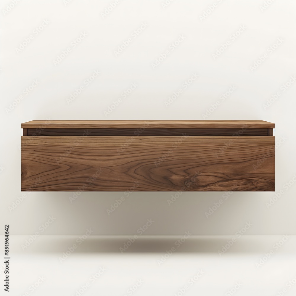 Poster 54. **a minimalist floating console with clean lines and a modern design, set against a white backdr