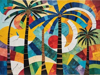Fototapeta premium art colorful background of a palm tree