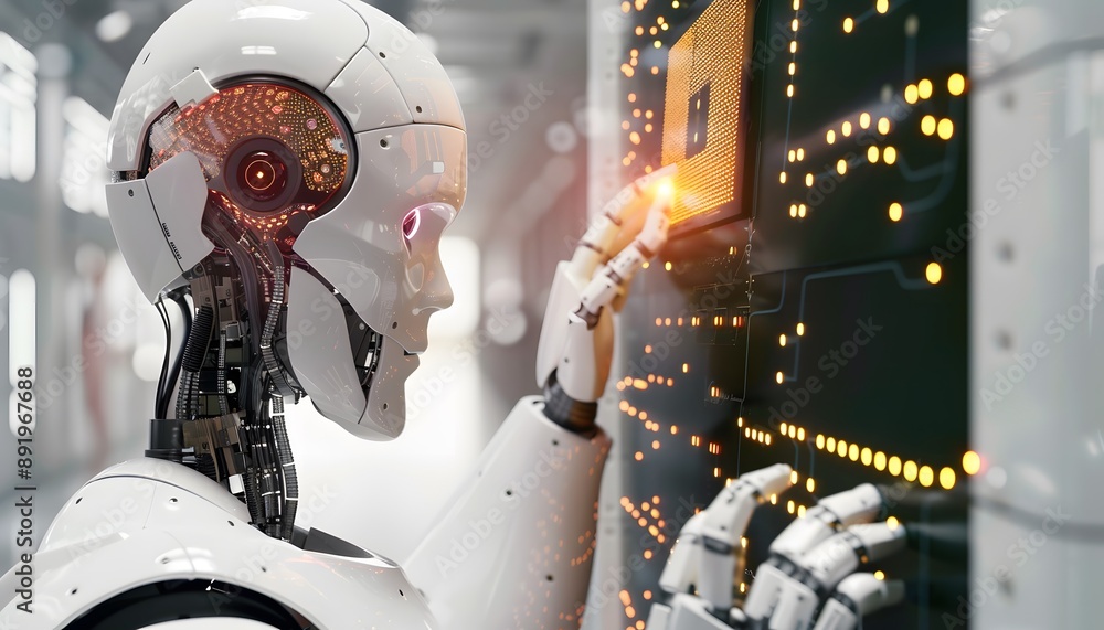 Poster android technology interacting with circuitry