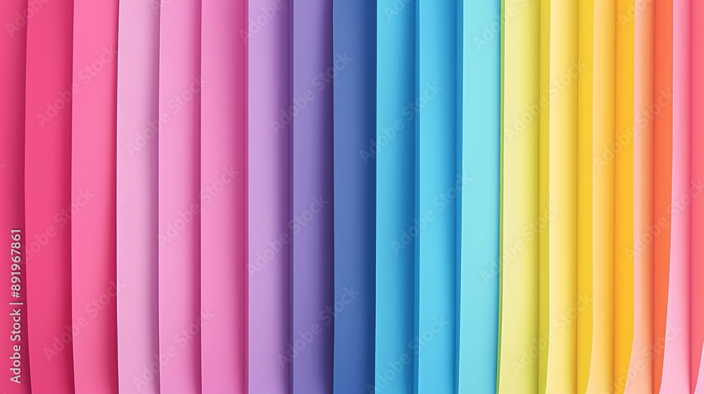 Poster rainbow colors paper composition, featuring a color spectrum banner and colorful striped pattern bac