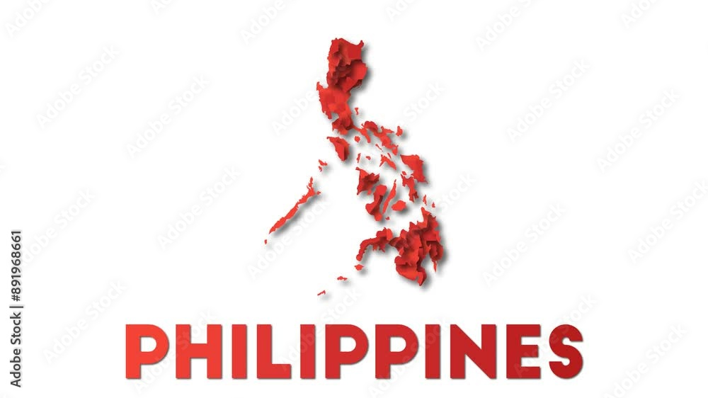 Poster philippines map showing regions. animated country map with title. 4k resolution animation.