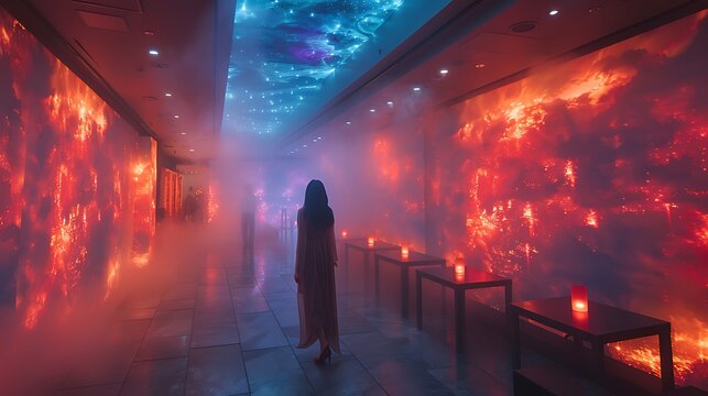 An avant-garde breakfast cafe with shifting holographic breakfast menus and bioluminescent morning dishes, starting the day right 