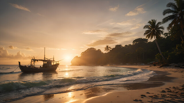 AI image generate tropical beach vacation