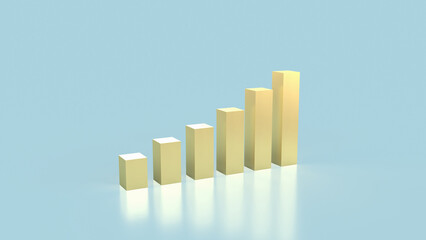 The gold chart on blue background for Business concept 3d rendering