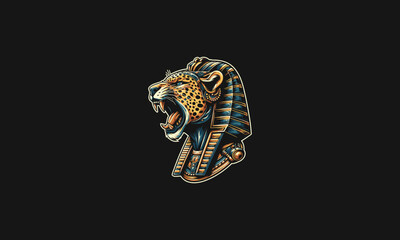 Fototapeta premium head leopard wearing anubis hat vector flat design
