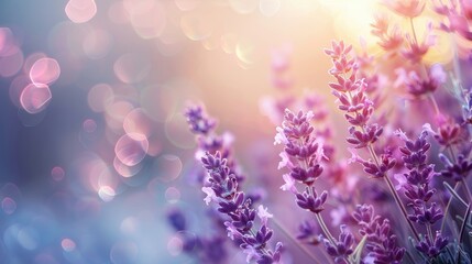 Obraz premium Close up lavender flowers with copy space background
