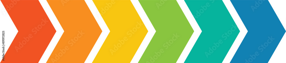 Poster colorful arrow symbols. modern infographic arrow template. horizontal progress bar with 6 overlapped