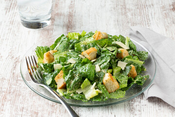 Classic Caesar Salad with Croutons and Shaved Parmesan