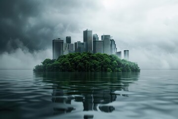 Fototapeta premium Climate adaptation is presented in an ultramodern, supernatural scene, with copy space for your personalized text