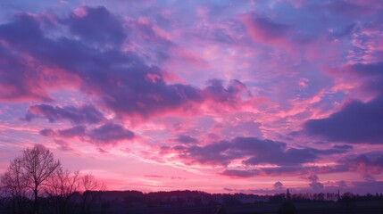 Naklejka premium Soft pink and purple hues of the sky at twilight