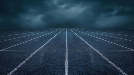 Track and field banners portray an ultramodern, supernatural scene, with copy space for your tailored content