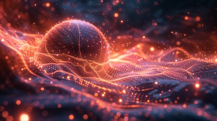 A futuristic graphic design studio with holographic design tools and bioluminescent graphics, creating stunning visuals 