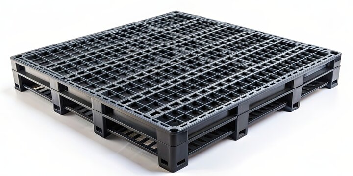 Black plastic pallet for industrial storage and transportation , pallet, plastic, black, storage, logistics