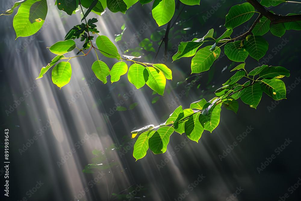 Aufkleber sun rays filtering through the leaves, creating a beautiful play of light and shadow