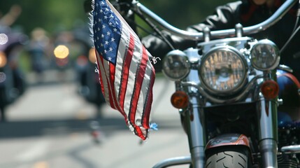Obraz premium American flag on a motorcycle at a rally
