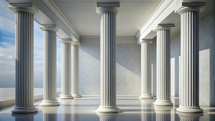 Obraz premium Minimalistic rendering of Roman columns for modern architectural design, Roman, columns, minimal, style, architecture, ancient