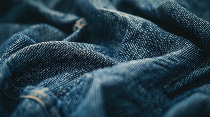 Close up soft focus denim fabric texture with blurred background