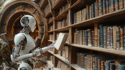 AI robot reading books