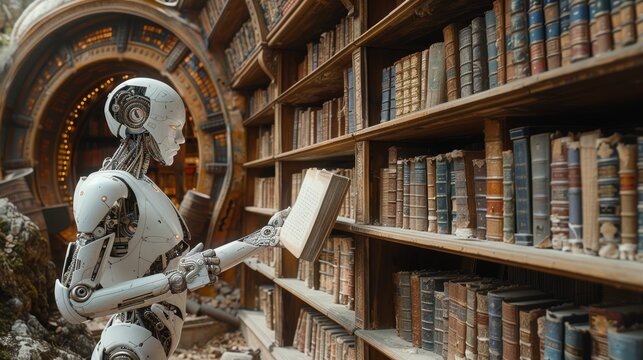 AI robot reading books