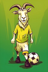 Fußball Ziege - Ziegenbock als Fußballspieler - Lustiges Steinbock Bild - Ai-Ki generiert