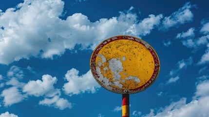 Rule sign on yellow background in sky