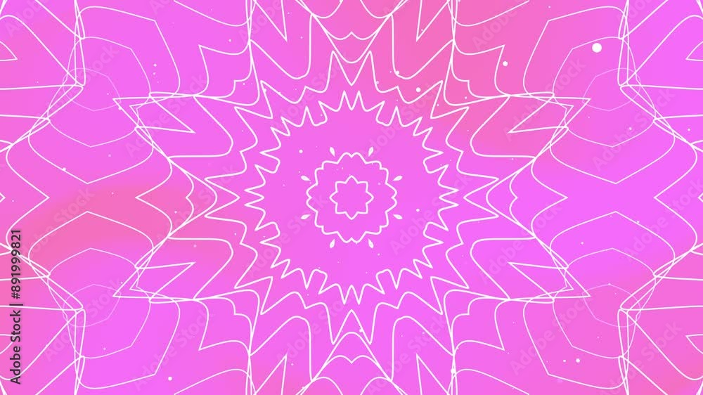 Poster pink background with white lines and dots forming abstract shape