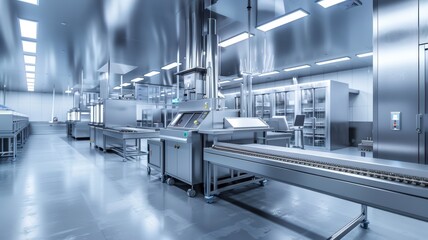 Modern High-Tech Industrial Manufacturing Facility with Advanced Machinery and Equipment