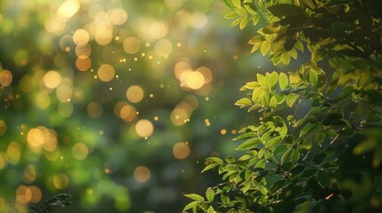 Nature background with green and brown light in a blur
