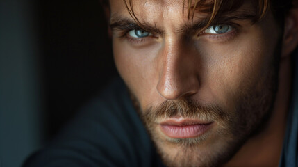 Obraz premium headshot of a handsome model looking at camera in a studio