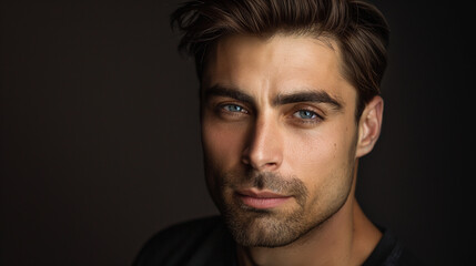 Fototapeta premium headshot of a handsome model looking at camera in a studio