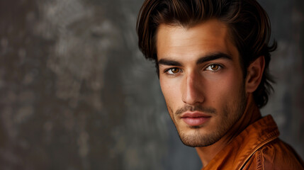Fototapeta premium headshot of a handsome model looking at camera in a studio