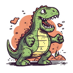 Fototapeta premium Witzige Dino Illustration - Cooles Dinosaurier Bild - Dino Comic Bild - Ai-Ki generiert