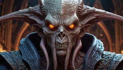 Monster with glowing eyes.