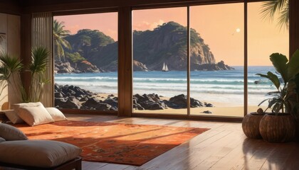 Obraz premium Sea View from a Cozy Room.