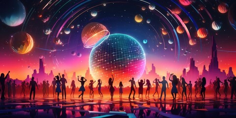 Obraz premium Futuristic Dance Party Under the Stars
