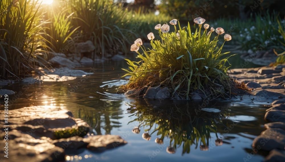 Canvas Prints Flowers Blooming in a Stream.