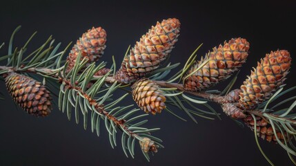 Female cones of an Austrian pine branch