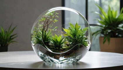 Glass Terrarium with Greenery.