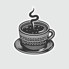 coffee cup of drink with smoke. vector design illustration.