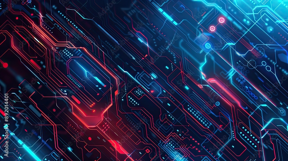 Fototapete abstract digital dot line particle data background connecting technology concept.