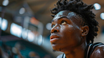 Young black basketball player preparing for sports training, dynamic multiethnic basketball players in action