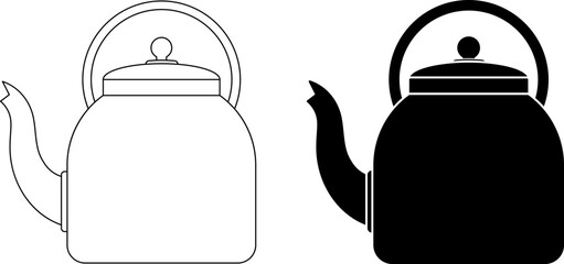 side view kettle icon set