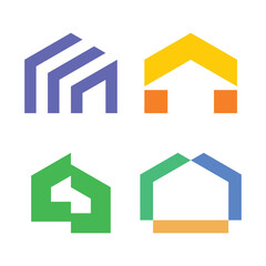 Set of modern simple home logo design. Premium Vector