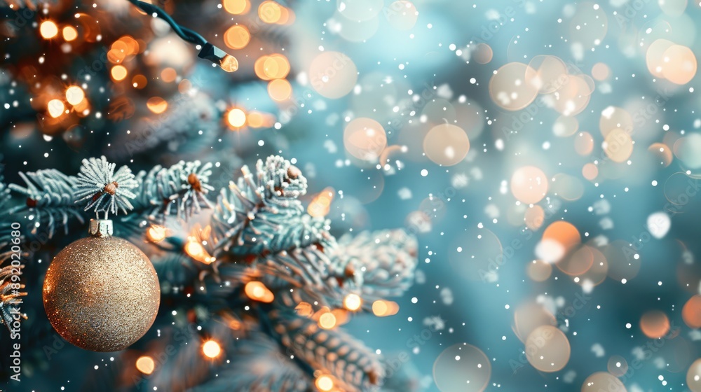 Poster abstract bokeh lights and shadows on christmas and new year blurred background