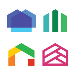 Set of modern simple home logo design. Premium Vector