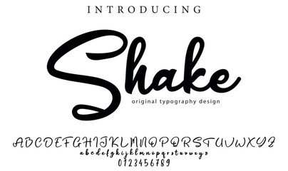Shake Font Stylish brush painted an uppercase vector letters, alphabet, typeface