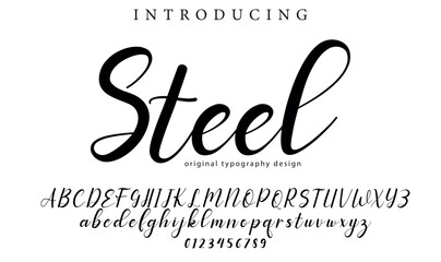 Steel Font Stylish brush painted an uppercase vector letters, alphabet, typeface
