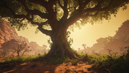 Fototapeta premium Ancient Tree in a Desert Landscape.